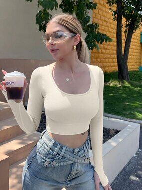 Cream Long Sleeved Shirt, medium